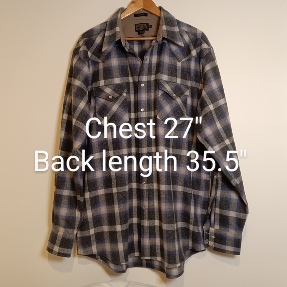 Pendleton Tall XL Canyon Shirt Mens Medium Gray Plaid Pearl Snap - Picture 7 of 10